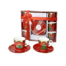 WHITE FLOWER SET 6 TAZZINE CAFFE C/PIATTINO (4pz)